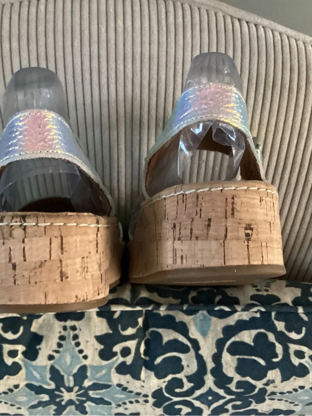 Born Iridescent Cork Wedge Sandals